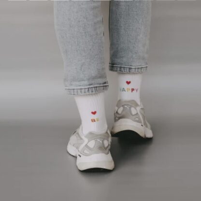 Eulenschnitt Socken "Be happy" – Bild 3