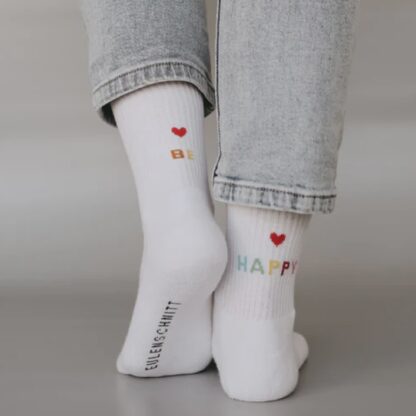 Eulenschnitt Socken "Be happy"