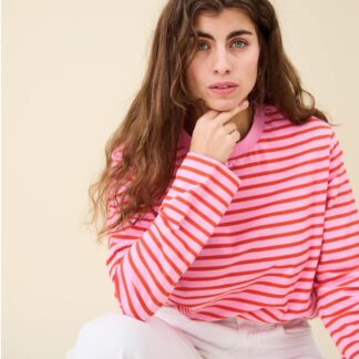 Popeia Langarmshirt Gestreift Pink/rot