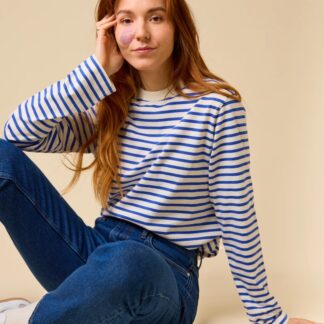 Popeia Langarmshirt Gestreift Königsblau/Off-White