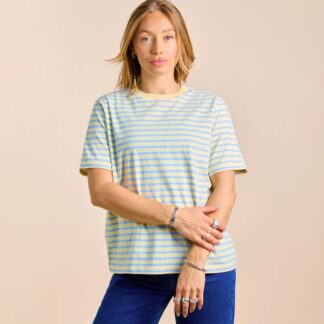 Popeia T-Shirt Gestreift Gelb/Hellblau