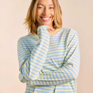Popeia Langarmshirt Gestreift Gelb/Hellblau