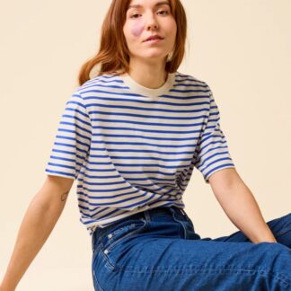 Popeia T-Shirt Gestreift Königsblau/Off-White